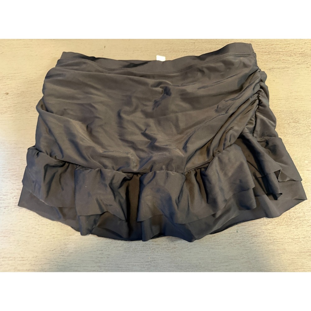 SKIRTED black TROPICAL ESCAPE lined swimsuit bikini bottom size 8